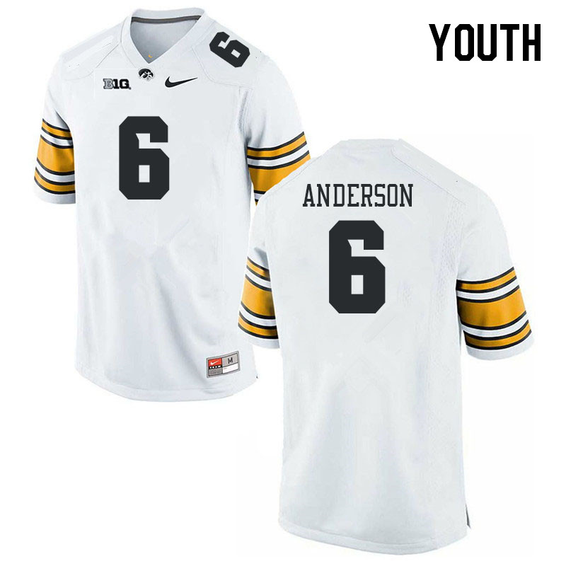 Youth #6 Seth Anderson Iowa Hawkeyes College Football Jerseys Stitched-White